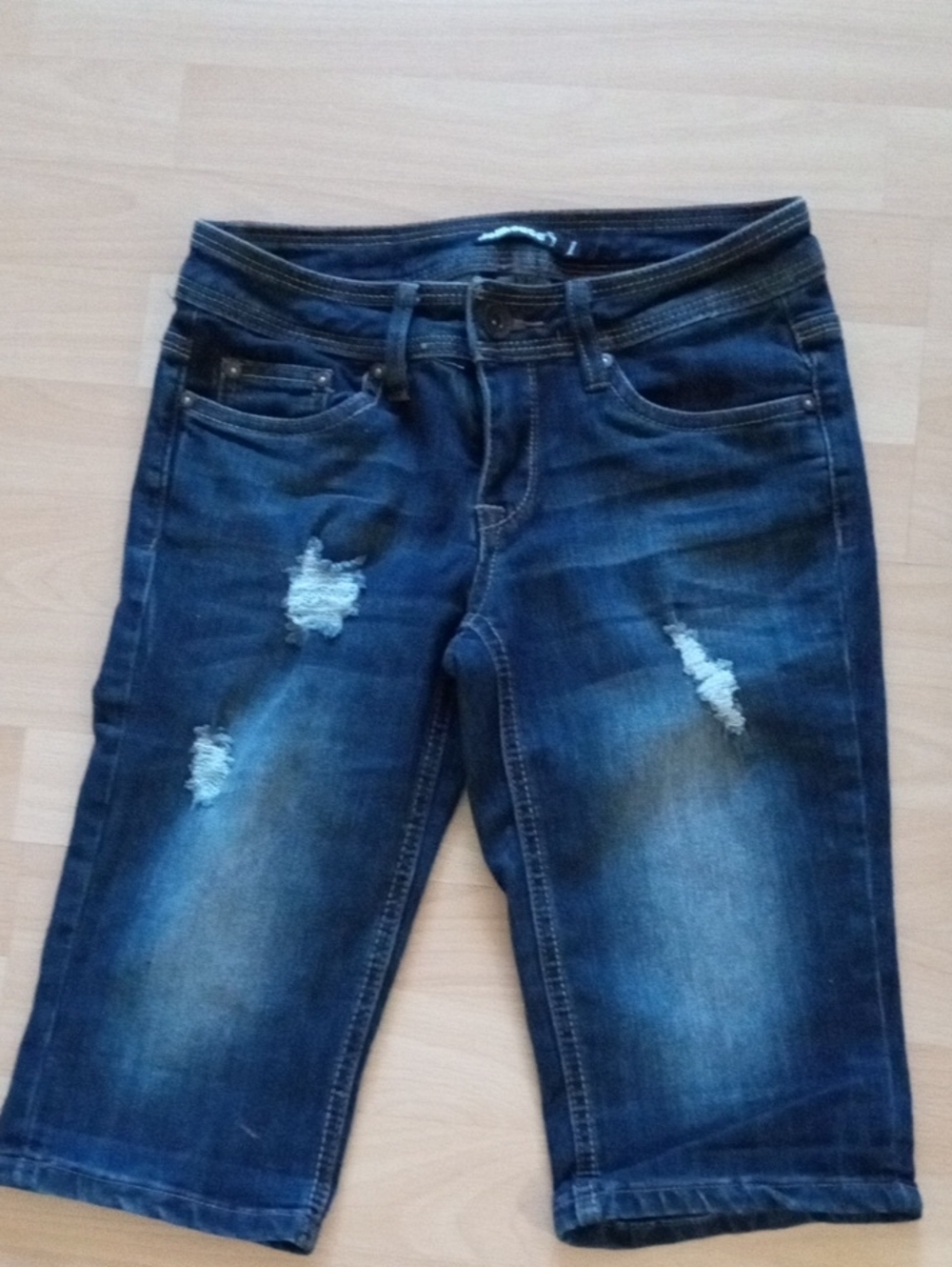 Dollhouse Dark Indigo Distressed Boyfriend Jean Shorts